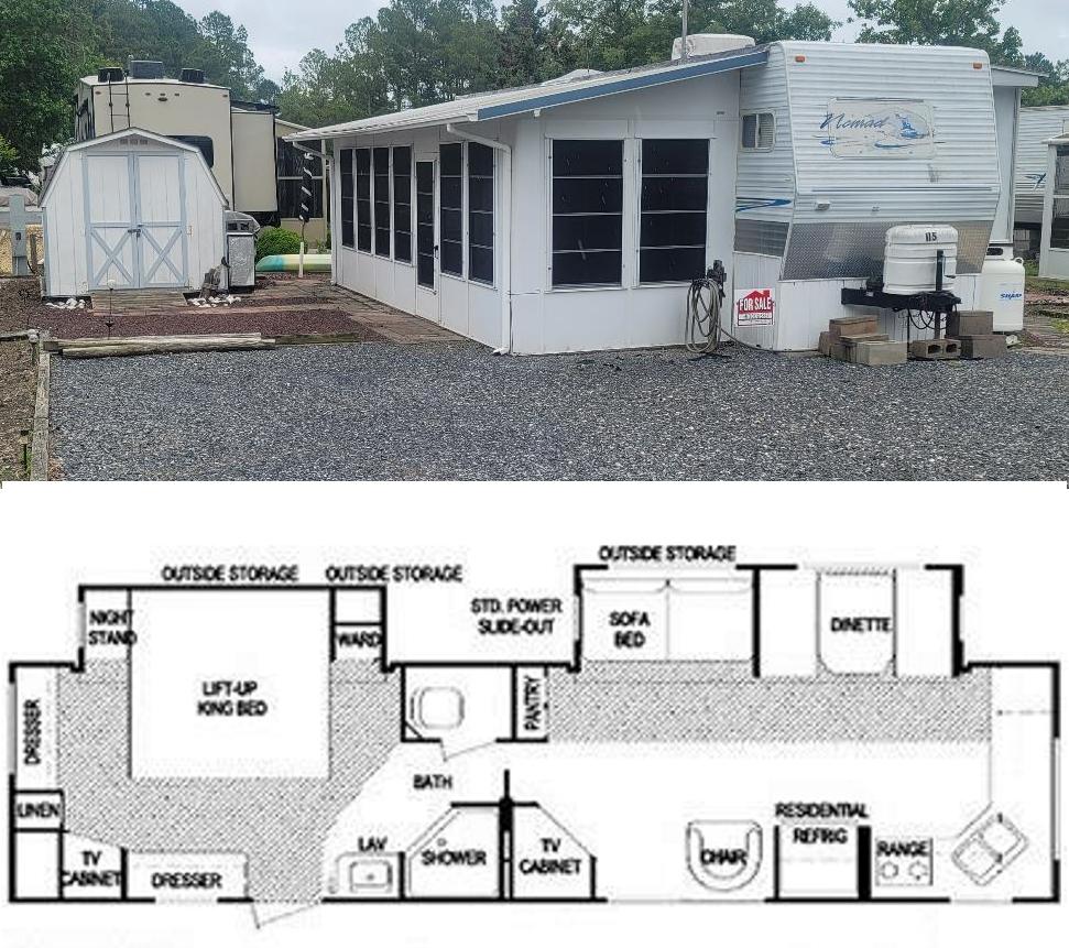 lot-115 $79,000.   40x50Trailer, shed, porch, fema pad and grill.  Directly across from pool and laundry
